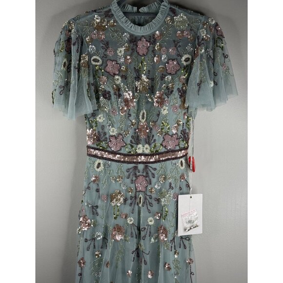 Mac Duggal 9136 Embellished High Neck Butterfly Sleeve Gown Sz 2 NWT Mint Multi - Picture 7 of 10